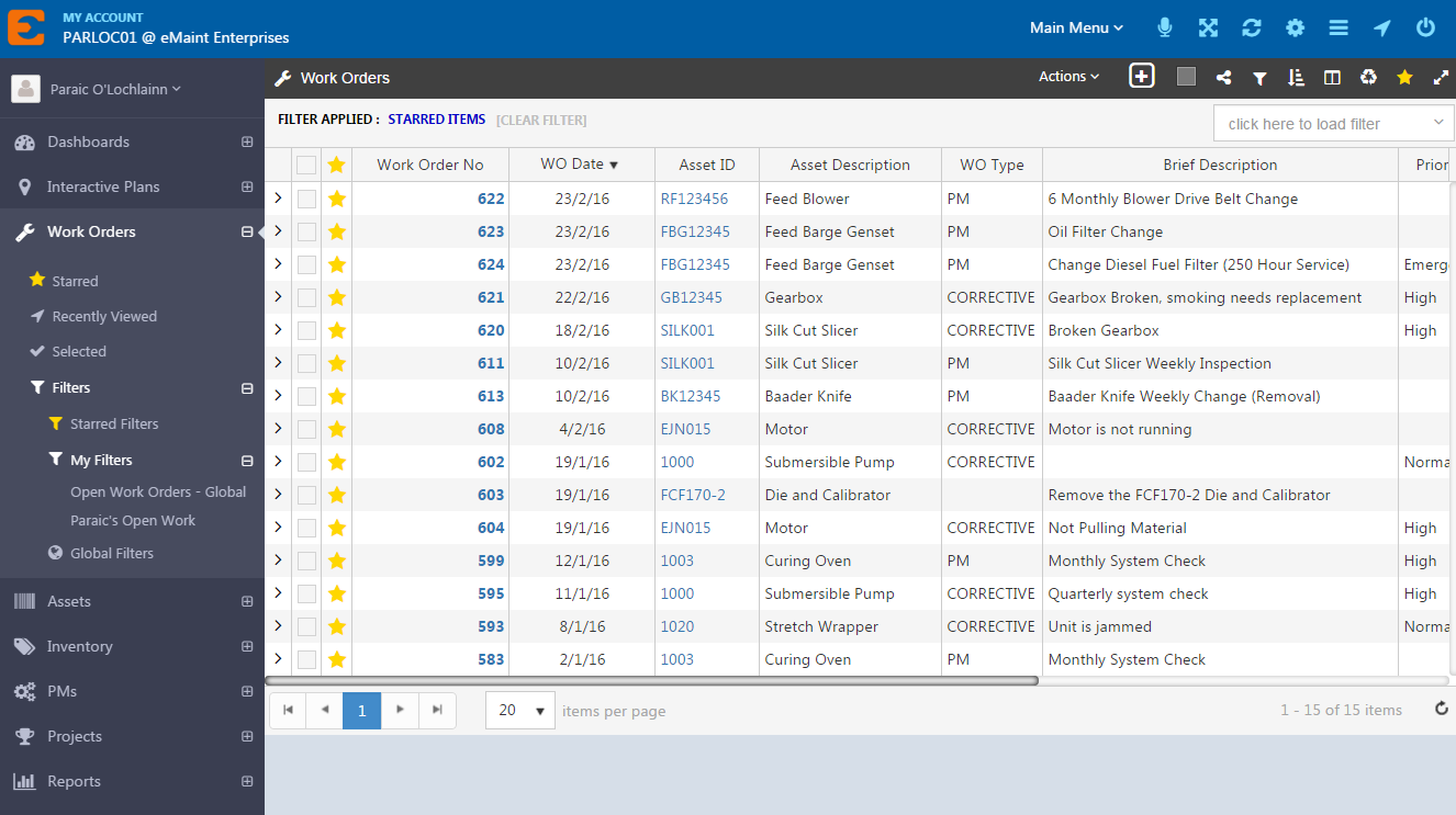 Work Order Software Tracking Management System eMaint